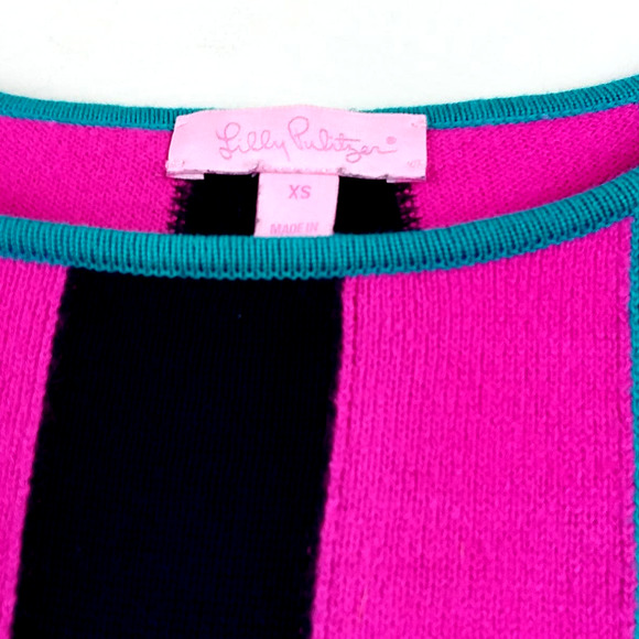Lilly Pulitzer Isabella Sweater Dress Size XS Colorblock Pink Navy Knee Length - Picture 5 of 10
